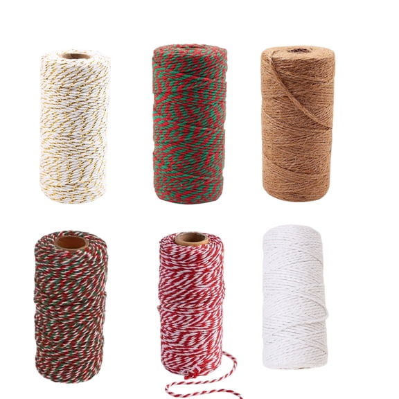 6-pack Multicolor Cotton and Hemp Twine String, 100m per Roll for Crafts