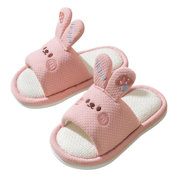 TAIAOJING Toddler Girls Boys Kids Home Slides Shoes Indoor Floor Cute Cartoon Soft Comfortable Non- Linen Slipper Relaxed Fit 7-8Y