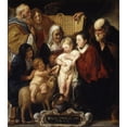 thumbnail image 3 of Jacob Jordaens 12x14 Black Modern Framed Museum Art Print Titled - The Holy Family with Saint Anne and the Young Baptist and His Parents (Early 1620S and 1650s), 3 of 5