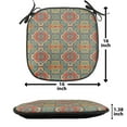 thumbnail image 5 of Turquoise Chair Seating Cushion, Indigenous Art Drawing Folk Tile Tribal, Soft Seat Pads for Office with Anti-slip Backing, 16"x16", Turquoise and Orange, by Ambesonne, 5 of 7