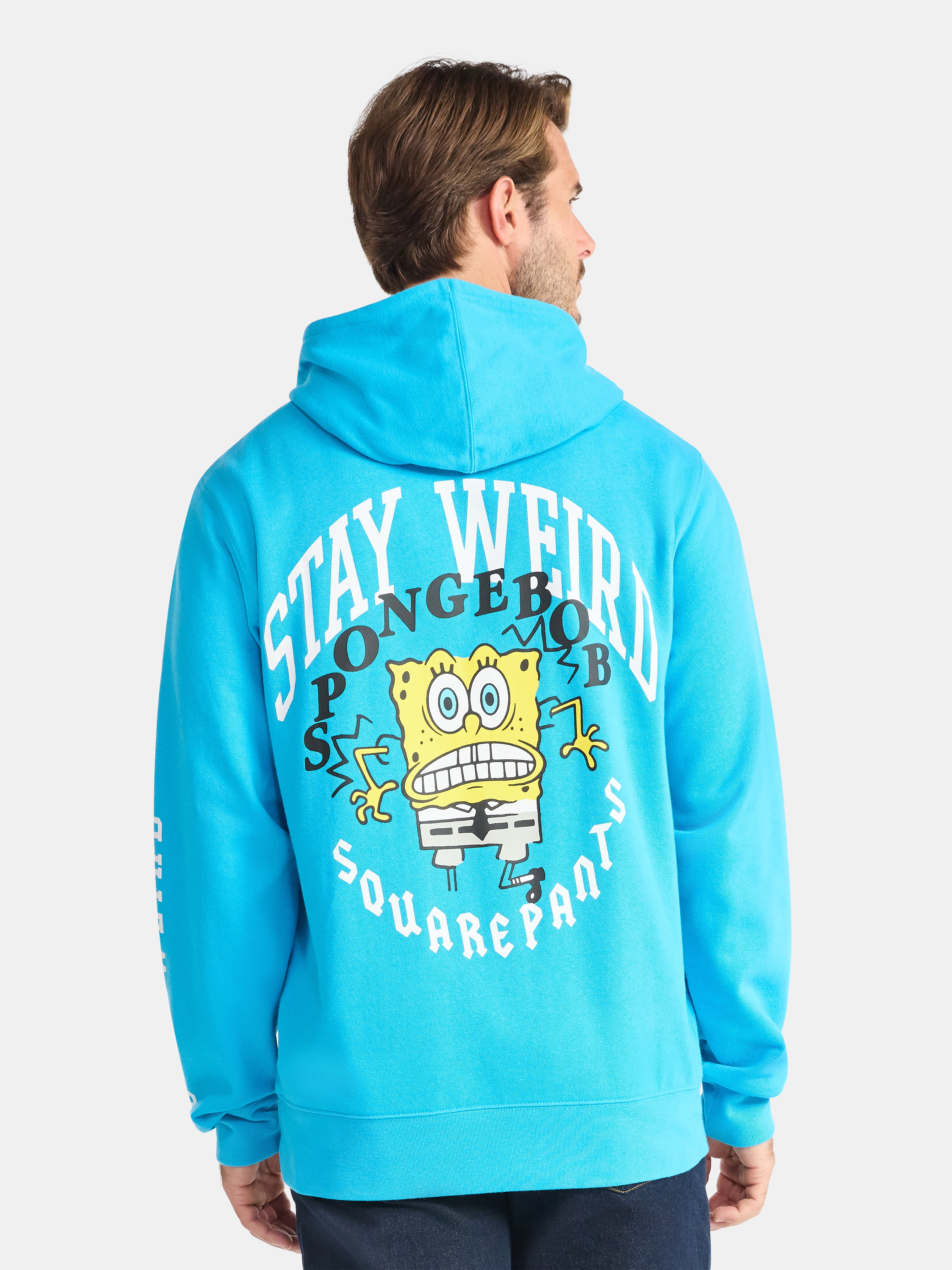 SpongeBob SquarePants Men's and Big Men's Graphic Hoodie with Embroidery, Sizes XS-3XL