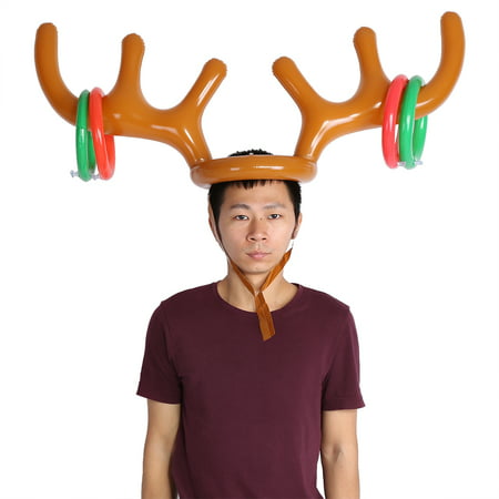 HERCHR Inflatable Reindeer Hat Toss Game Xmas Holiday Party Toys Gift, Toss Hat, Inflatable Reindeer Hat