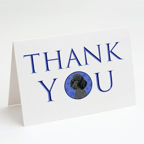 Poodle Standard Black Thank You Greeting Cards and Envelopes Pack of 8 7 in x 5 in