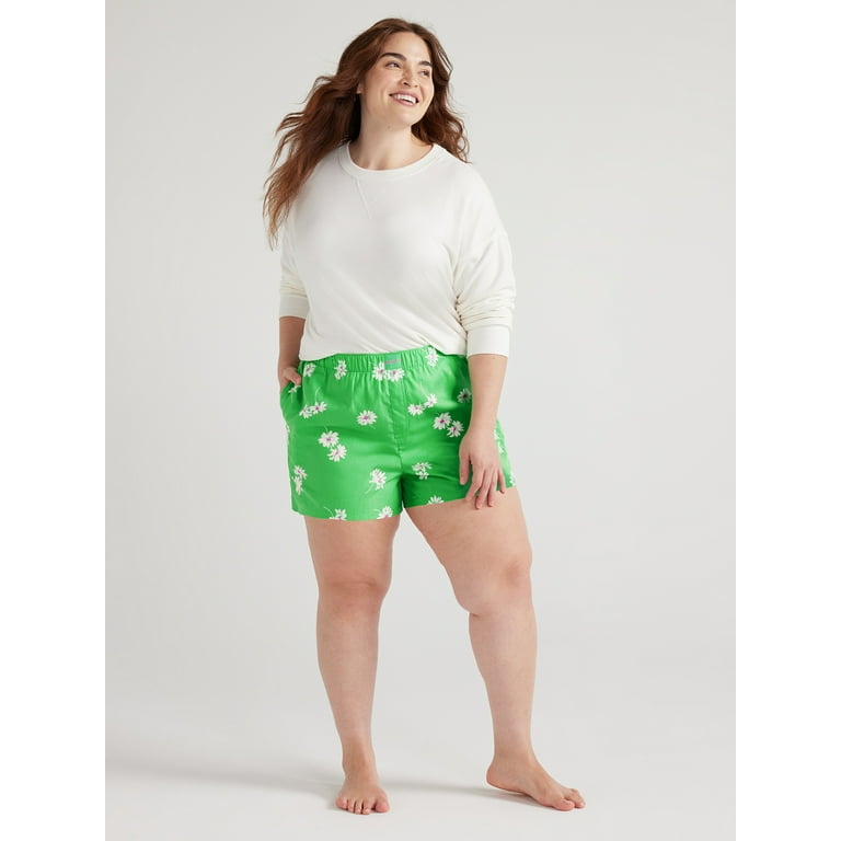 Joyspun Women's Woven Pajama Boxer Shorts, Sizes XS to 3X 