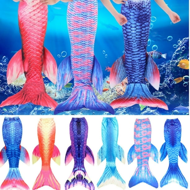 New Adult Kids Mermaid Tail Swimsuit Mommy and Me Mermaid Costume Kids Party Gift Fancy Swimmable Bathing Suit with Monofin Fin Walmart