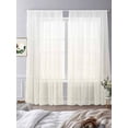 thumbnail image 3 of Ombre Cream Stripes Sheer Curtains 108 Inches Long 2 Panels Striped Lines Waves Gradient Light Filtering Semi Sheer Window Curtains Drapes for Bedroom Living Room 52"x108", 3 of 7