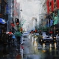 thumbnail image 2 of Lague, Mark 15x15 Black Ornate Wood Framed with Double Matting Museum Art Print Titled - St. Catherine Street Rain, 2 of 4