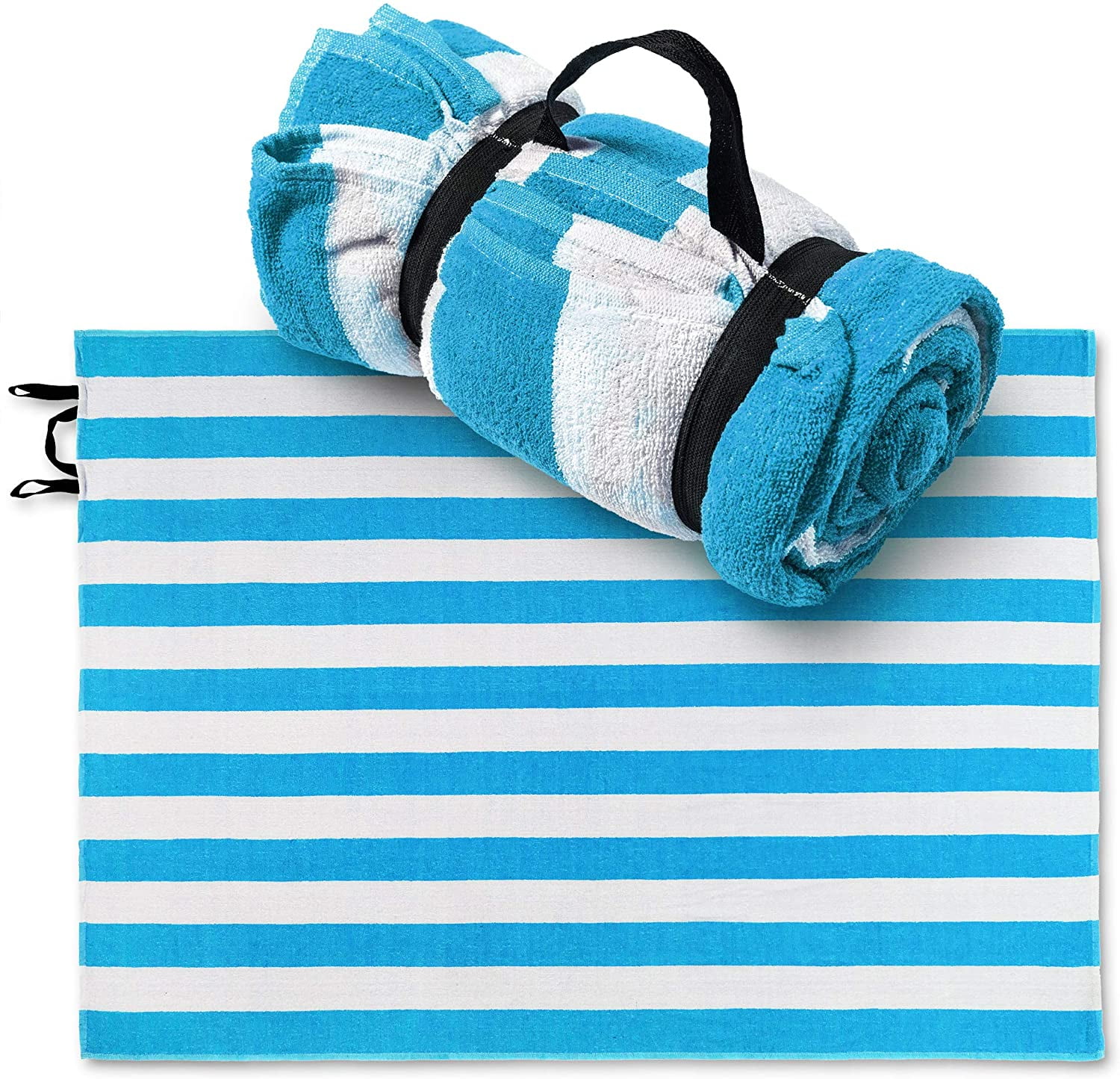 2 pack new large beach resort pool towels in cabana stripe jumbo blue 30x70 