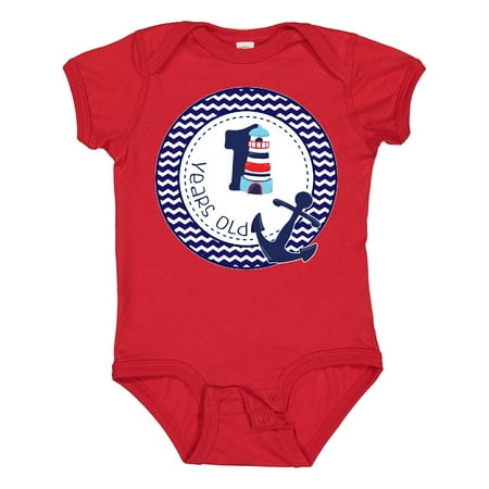 

Inktastic 1 Years Old Nautical Anchor Boy Birthday Gift Baby Boy Bodysuit