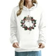 thumbnail image 2 of YueHuiYing Women's Printed Sleeves Long Sleeved Top Hooded Christmas Wreath Cartoon Pattern Sweatshirt, 2 of 6