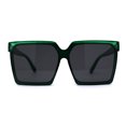 thumbnail image 2 of Womens Squared Rectangular Butterfly Fashion Plastic Sunglasses Green Black, 2 of 4