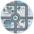 thumbnail image 2 of Safavieh Kids Playhouse Farm Crossroads Machine Washable Area Rug, Blue/Dark Gray, 5' x 5' Round, 2 of 11