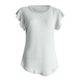 thumbnail image 5 of Scyoekwg Trendy Womens Tunic Tops Dressy Blouse Casual Short Sleeve Tshirt Loose Comfy Blouse Crewneck Ruffle Classic Solid Color Tunic Tops (White,XL), 5 of 6