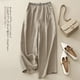 thumbnail image 3 of Pantalones anchos artísticos de algodón y lino de talla grande para mujer, pantalones casuales 30 %, 3 of 5