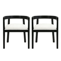 GDF Studio Modern Tub Dining Chairs with Black Rubberwood Frame, Upholstered Seats, and Open-Back Design, Set of 2