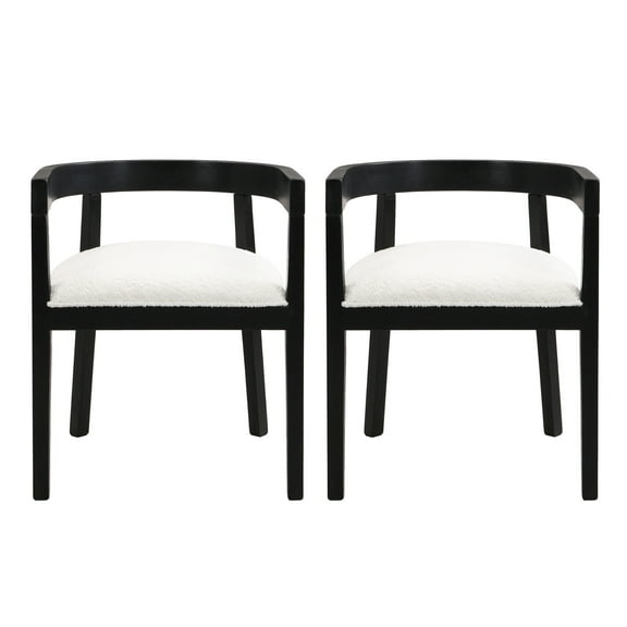 GDF Studio Modern Tub Dining Chairs with Black Rubberwood Frame, Upholstered Seats, and Open-Back Design, Set of 2