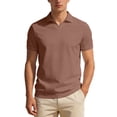 thumbnail image 2 of Men's Polo Shirts Golf Solid Color Shirt Business Casual Short Sleeve Knit Silk Smooth Drape Comfortable Collar Shirts for Men Coffee XL, 2 of 9