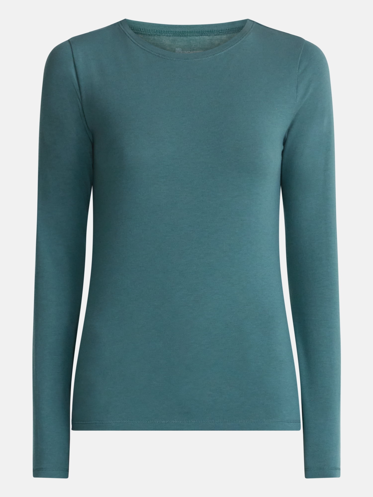 No Boundaries Crewneck Tee with Long Sleeves, Women's XXS-XXL