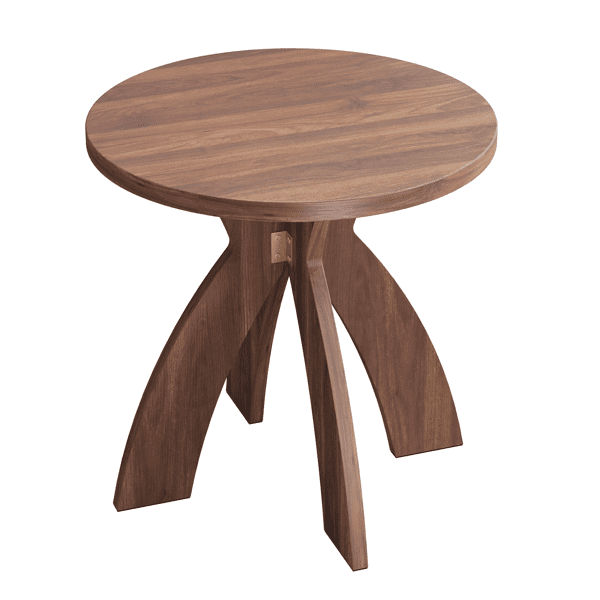 Round Side Table, 23.6 Inch Circular End Table with Curved Cross Legs, Melamine Laminated MDF Accent Table for Living Room, Bedroom, Balcony, Walnut