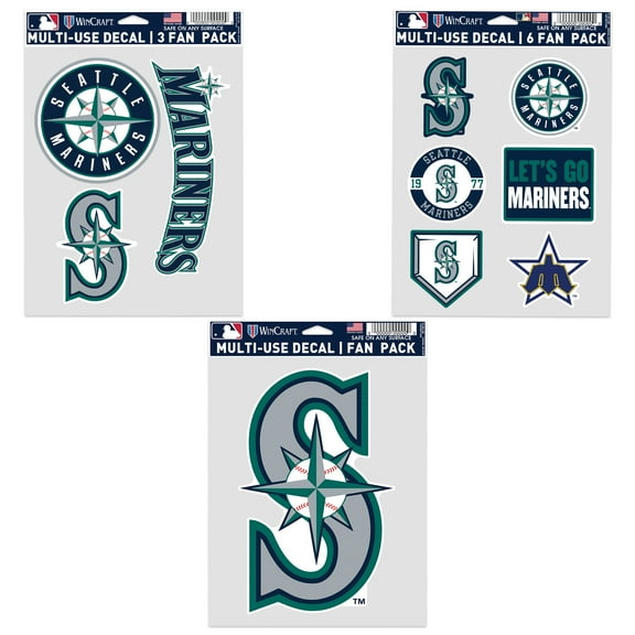 WinCraft Seattle Mariners Three-Pack Fan Decal Set