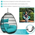 thumbnail image 2 of Sunnydaze Dalia Resin Wicker Egg Hanging Chair with Cushions, Teal, 2 of 8