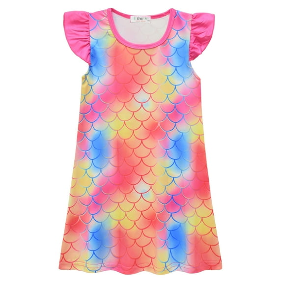 WOYY Toddler Girls Ruffle Sleepshirt Homewear Nightdress Nightgown Sleepwear, Sizes 3-9