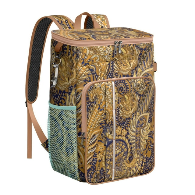 Colorful Floral Paisley Insulated Backpack Cooler, High-Performance Insulation, Leak-Proof & Waterproof, Perfect for Summer Trips, Camping, and Outdoor Fun