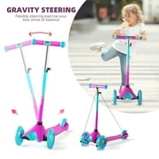 XJD 3 Wheel Kick Scooter for Kids 2-5 Years Max Weight 20KG/44LB, Toddler Scooter with Adjustable Height Light up LED Wheels, Best Gift for Boys Girls Outdoor Activities, Purple