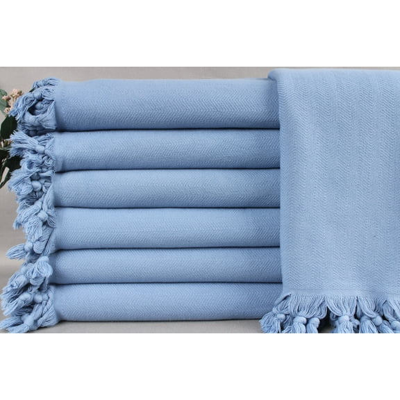 Bedcover, Large Towel, Blue Blanket, Chevron Stonewashed Throw, 69x87 Inches Couch Cover, Yoga Blanket, Bedding Blanket, Organic Blanket,