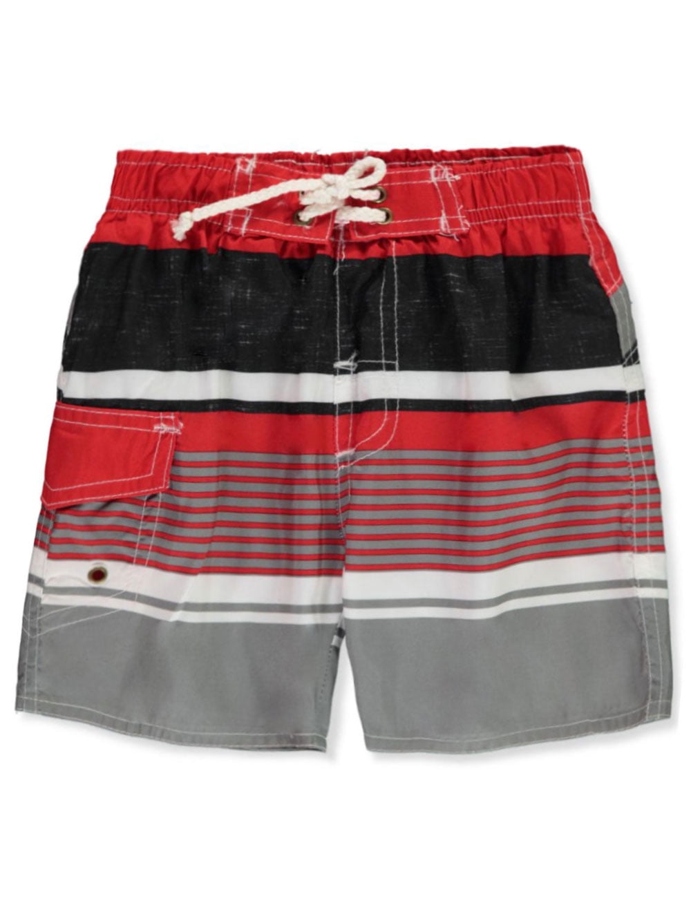 Quad Seven Boys Multicolor Striped Swim Trunks Board Shorts