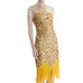 thumbnail image 4 of JBXKXYW Dresses for Women 2024 Women Tassel Prom Dresses Beaded Sequin Art Nouveau Deco Flapper Dress Womens Dresses (Yellow,S), 4 of 4
