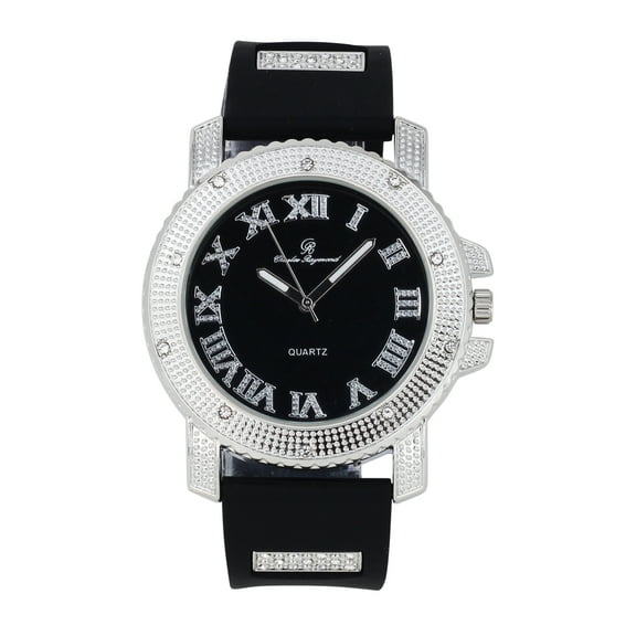 Charles Raymond Iced Oversized Hip Hop Bullet Rubber Band Mens Watch, That Shows Your Lust for Life - GJM (GJM-PB-SLV)