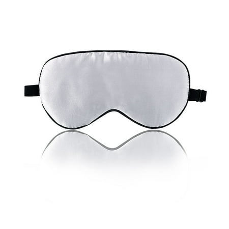 Eze Pillow - Natural Silk Sleep Mask with Adjustable Strap Supersmooth Eye Mask Silver Gray