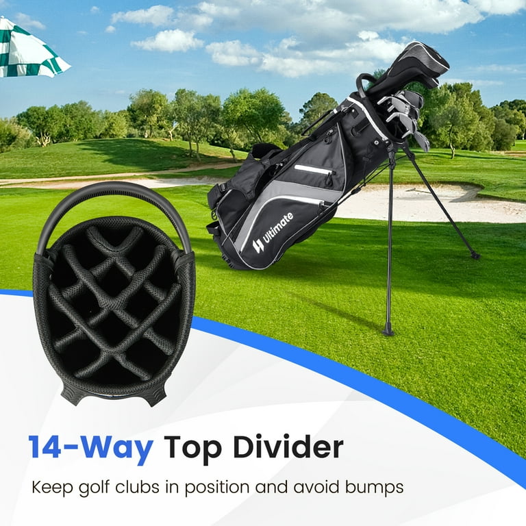 Topbuy 14 Way Top Divider Golf Bag with Stand Lightweight Golf Stand Bag with Dual Shoulder Straps Grey