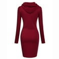 thumbnail image 3 of Idoravan Women's Dress Summer Womens Long Sleeve Solid Patchwork Casual Long Hooded Sweater Dress, 3 of 3