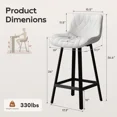 thumbnail image 2 of Bar Stools Set of 2, 26 Inch Counter Height Bar Stools with Back and Extra‑Wide Heavy‑Gauge Metal Legs, Modern Faux Leather Upholstered Barstools for Kitchen Island, Counter, White, 2 of 7
