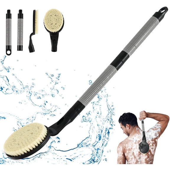 BTideas Long Handle Back Bath Brush, 21.6" Back Scrubber for Shower, Skin Cleanses & Exfoliates