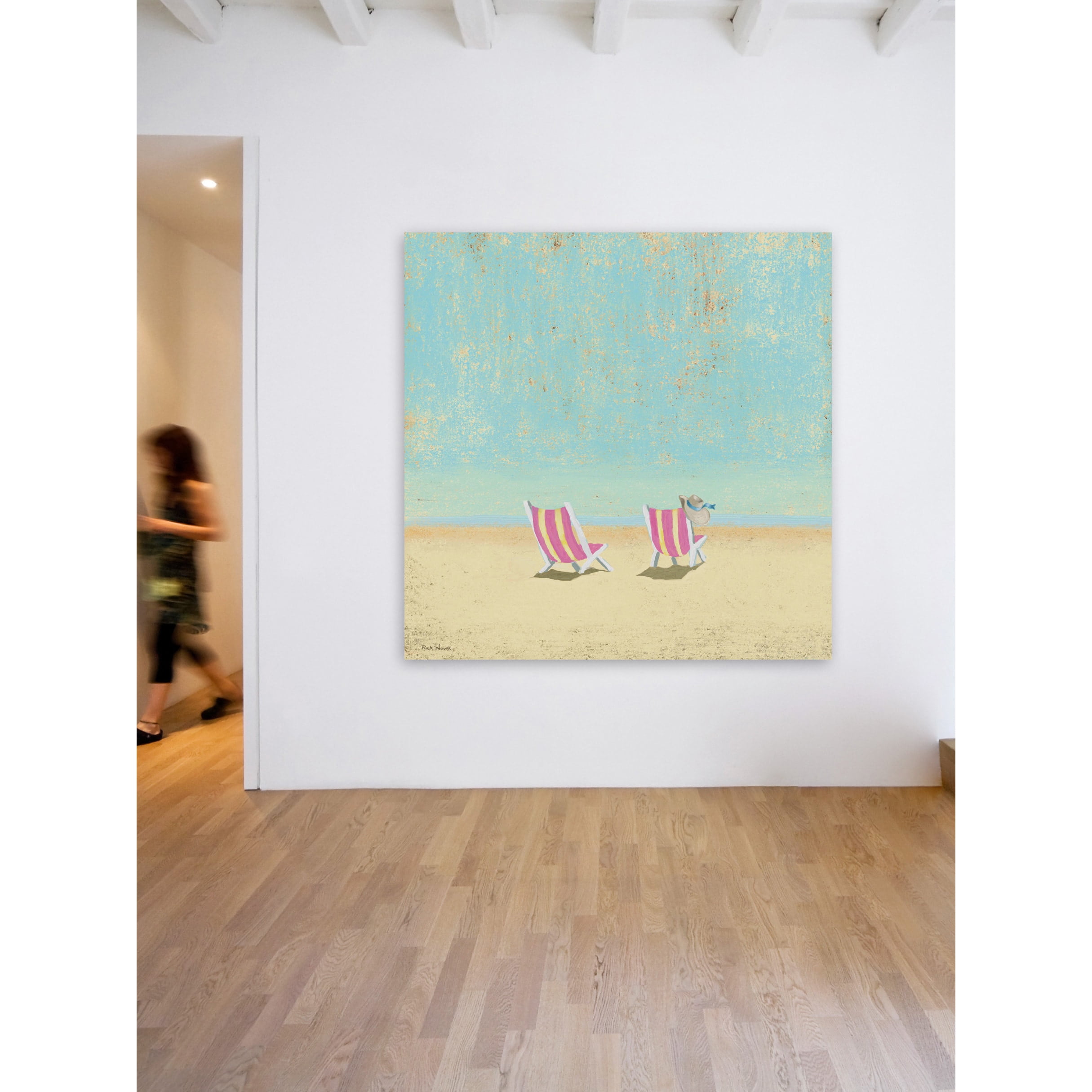 Marmont Hill "Pink Chairs" by Rick Novak Painting Print on Wrapped Canvas