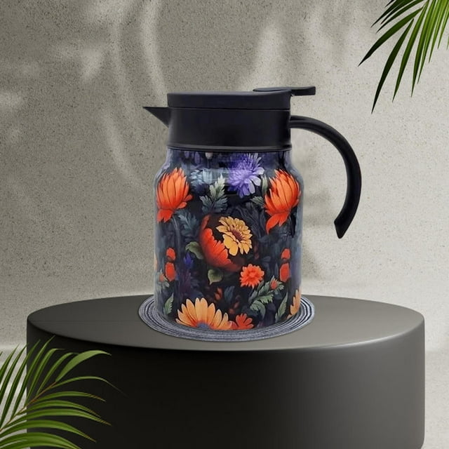 fsxdhpcsgfc Can Glass Vintage Floral Pattern Tea 2025 New Tea Pot Tea Built In Infuser 35 Oz Stainless Steel Floral Pattern Tea Pot Tea With Infuser Long Insulation