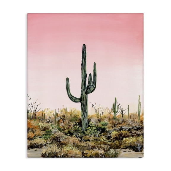 Stupell Industries Saguaro Glow Cactus Canvas Wall Art design by Georgie Harrison, 20 x 16