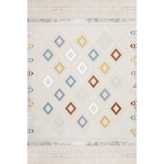 Multy Geometric Area Rugs for Living Room Washable Rugs Boho Moroccan Area Rug Soft Neutral Geometric Bohemian Carpet Distressed Indoor Rug for Bedroom Dining Room Office Foldable Nonslip Rug