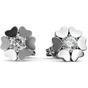 Cate & Chloe Khloe 18k White Gold Heart Stud Earrings with Round Cut Solitaire Swarovski Crystal