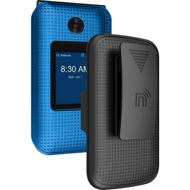 Case with Clip for Consumer Cellular Link 2, Nakedcellphone [Grid Texture] Slim Hard Shell Cover