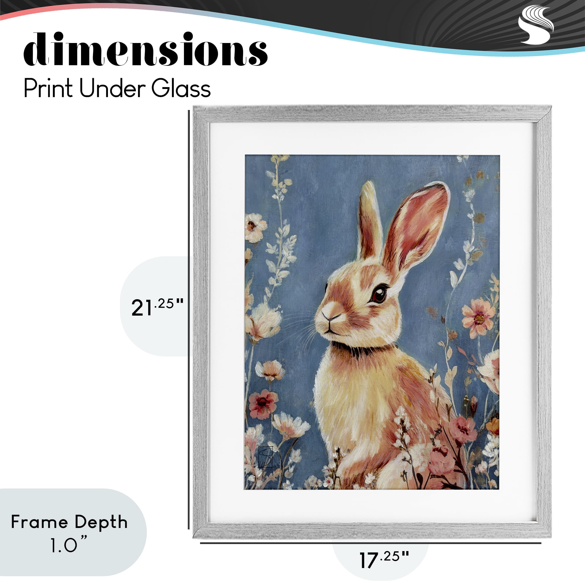 Stupell Industries Whimsical Rabbit on Blue Gray Framed Print Under Glass, design by Sara Culpepper