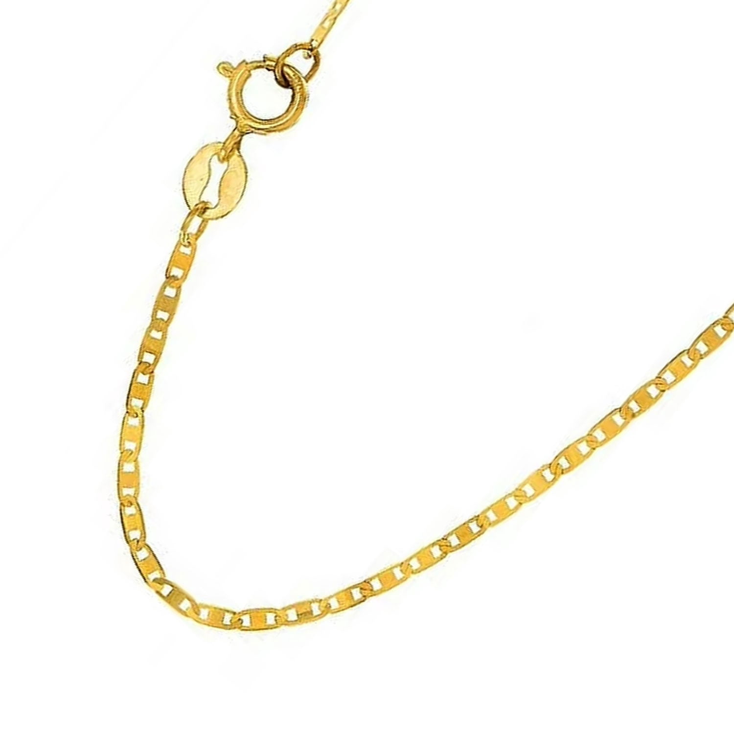 JewelStop 10k Solid Yellow Gold 1.2 mm Mariner Chain Anklet, Spring Ring Clasp - 10 Inches