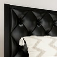 Sha Cerlin Black King Size Metal Platform Bed Frame with Leather