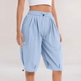 thumbnail image 2 of PWPSG Womens Elastic Waist Loose Casual Capris, Drawstring Waist with Adjustable Hem, Vintage Fabric for Streetwear Outfits Blue XXXL, 2 of 8