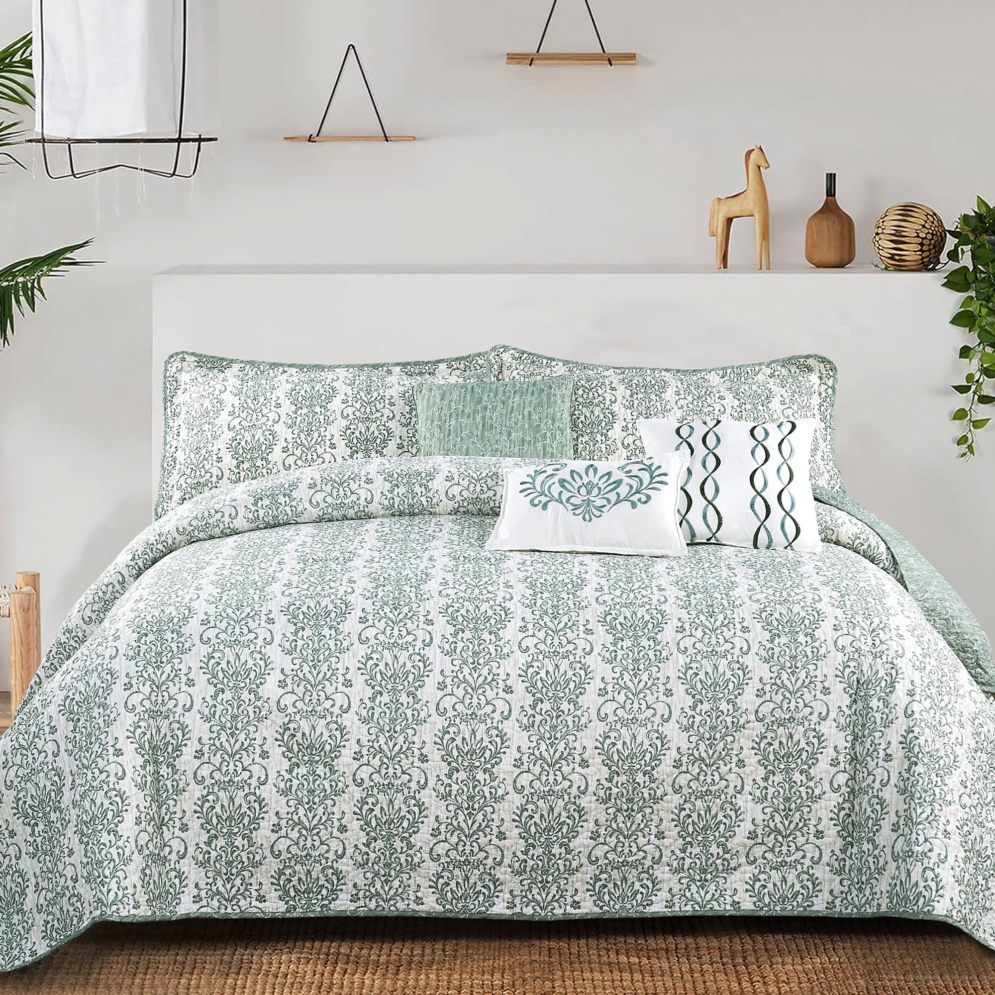 Home Soft Things 6 Piece Mayfair Printed Quilt Set, Oversize King (122" x 106")