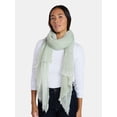 thumbnail image 2 of Time and Tru Women's Splatter Print Crinkle Scarf, Sage, Featuring Elegant Fringe Edges, 2 of 4