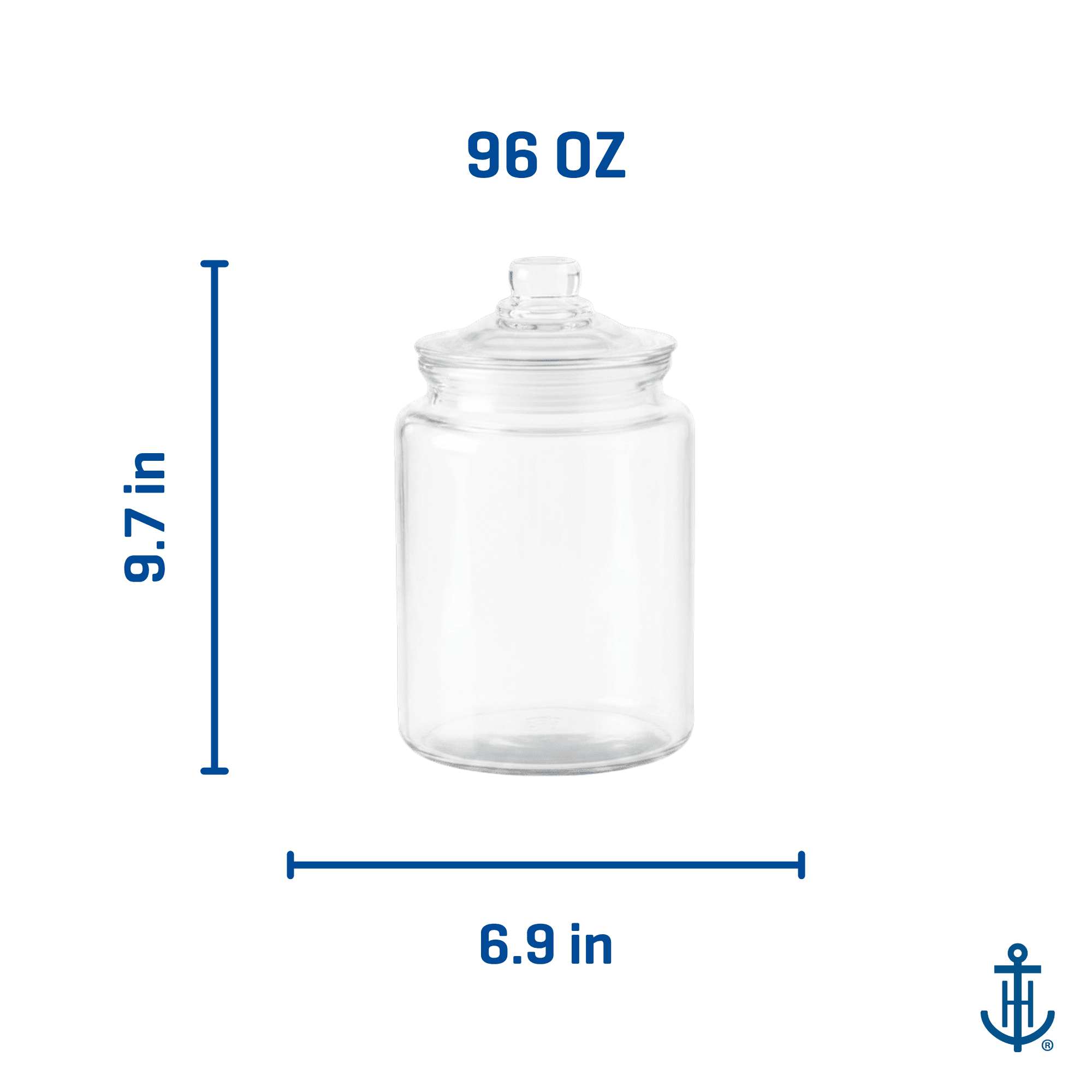 Anchor Hocking 96 oz Montana Glass Jar with Lid for Pantry Food Storage and Display